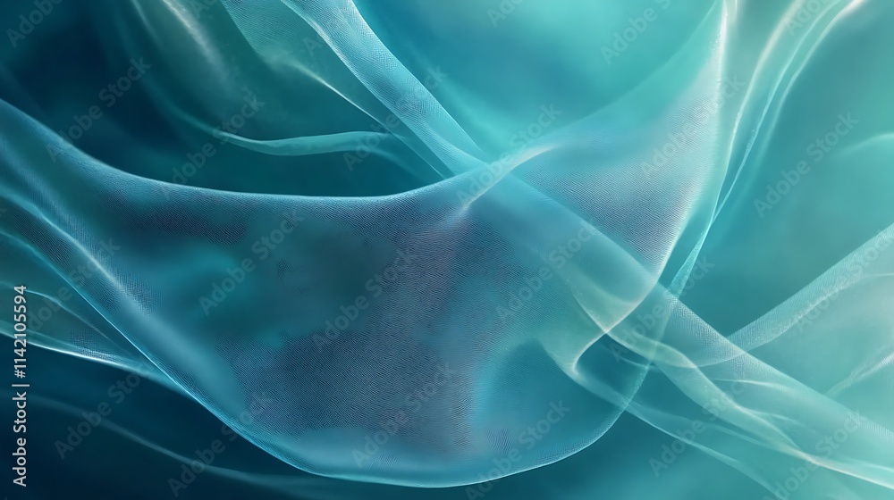 Obraz premium Abstract Teal Fabric Waves Flowing Gently