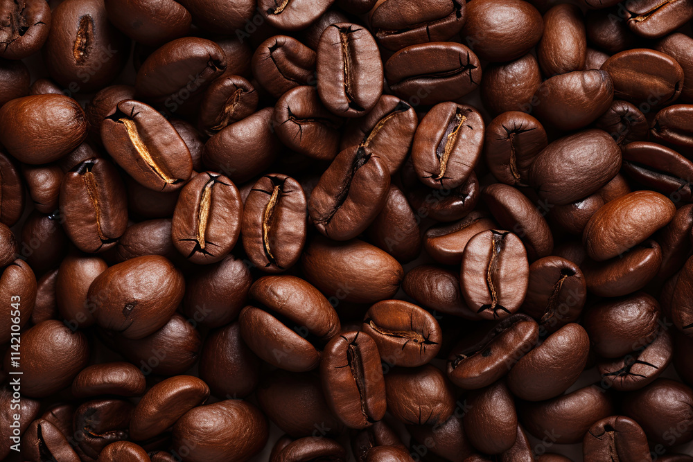 A top-down view highlighting the texture of coffee beans A top-down view highlighting the texture of coffee beans