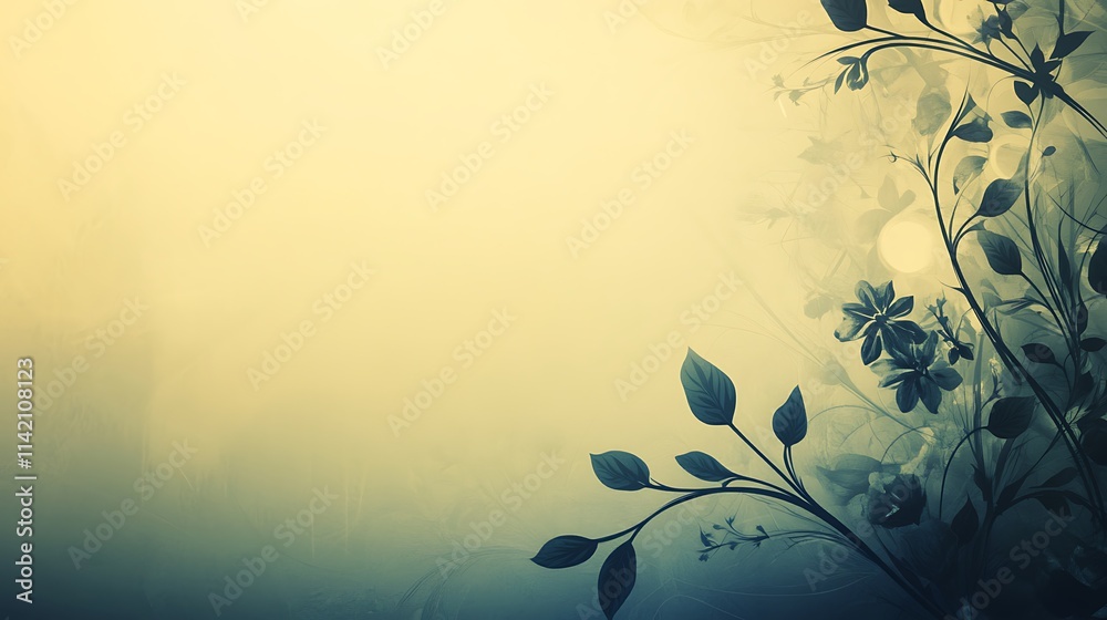 Soft Pastel Background with Dark Floral Design Soft Pastel Background with Dark Floral Design