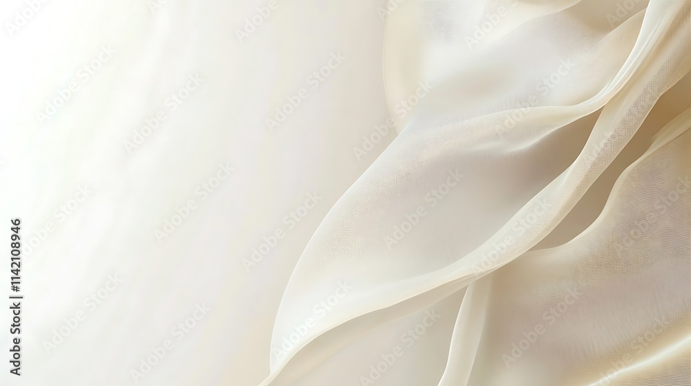 Obraz premium Elegant Draped Cream Colored Sheer Fabric Texture