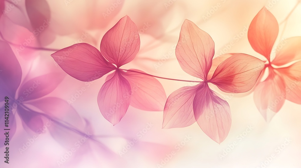 Naklejka premium Delicate Pink Flower Petals Softly Illuminated