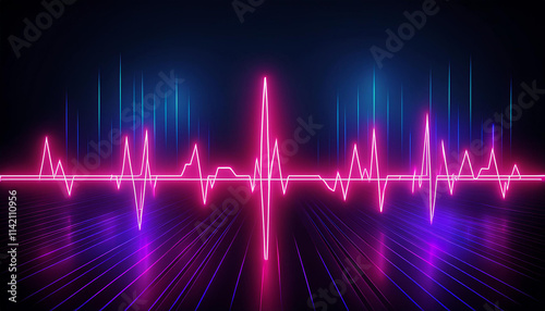 Neon heartbeat background.