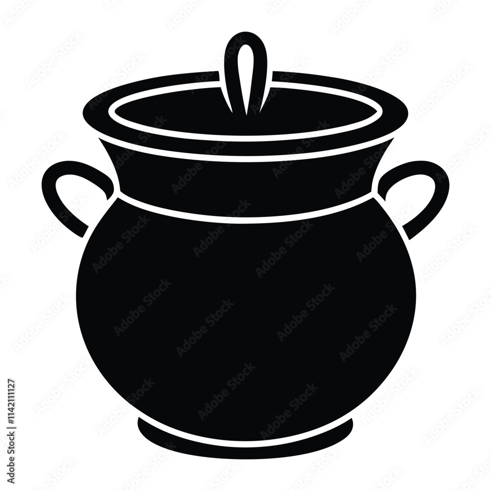 A black silhouette Pot Cauldron Vector A black silhouette Pot Cauldron Vector