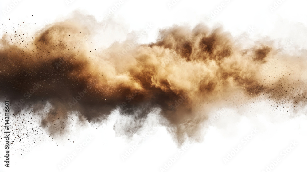 Desert sandstorm, brown dusty cloud or dry sand flying with gust of wind, explosion realistic texture vector illustration isolated on transparent background Desert sandstorm, brown dusty cloud or dry sand flying with gust of wind, explosion realistic texture vector illustration isolated on transparent background
