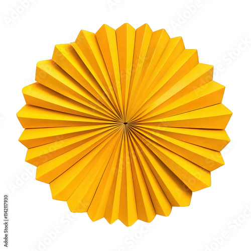 Obraz na płótnie Yellow paper fan decoration with pleated design isolated on transparent background
w salonie
