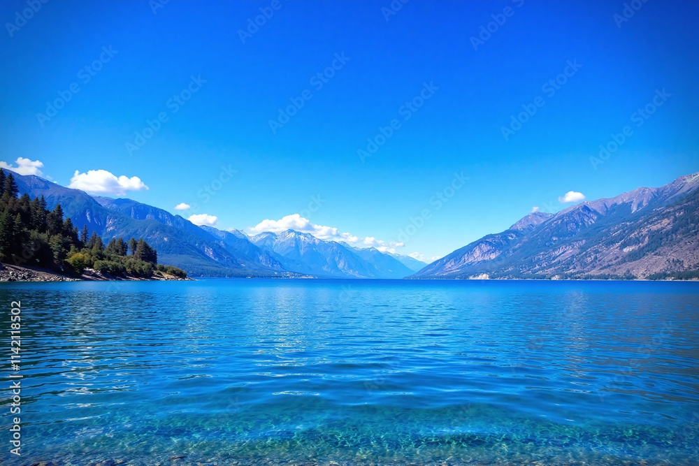 Naklejka premium Tranquil lake surrounded by majestic mountains