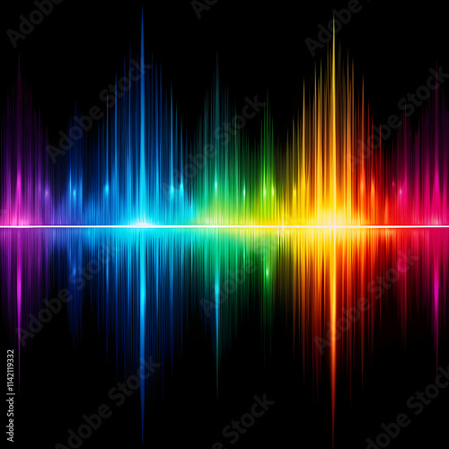 abstract colorful sound waves on dark background