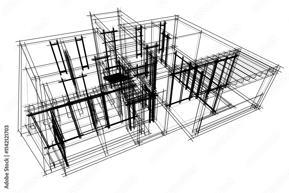 architectural drawing of a house vector 3d illustration architectural drawing of a house vector 3d illustration