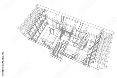 architectural drawing of a house vector  3d  illustration