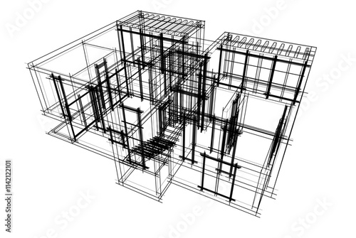 architectural drawing of a house vector  3d  illustration