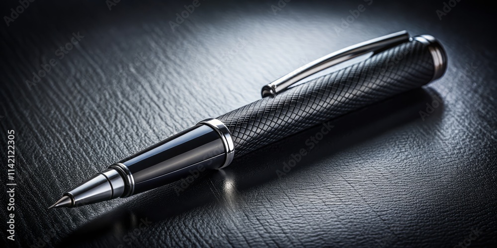 Sleek Black Pen Dark Surface Wide Angle Photography - Macro Close Up Still Life Sleek Black Pen Dark Surface Wide Angle Photography - Macro Close Up Still Life