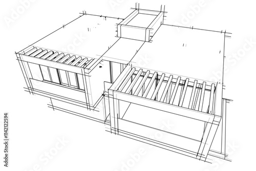 architectural drawing of a house vector  3d  illustration