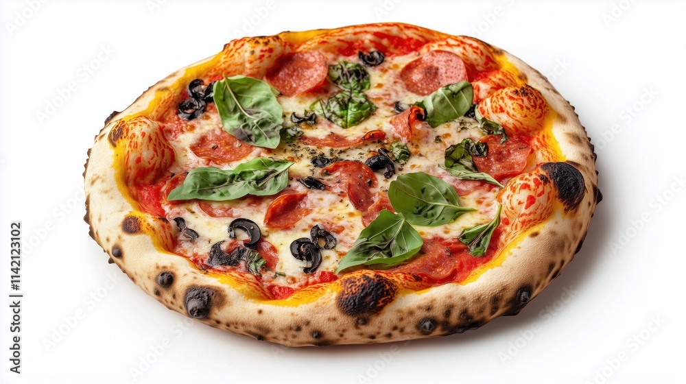 Pizza isolated. White background, mozzarella cheese, pizza slice, tomato, pizza ingredients, healthy, gourmet, fresh, tasty, baked. Pizza isolated. White background, mozzarella cheese, pizza slice, tomato, pizza ingredients, healthy, gourmet, fresh, tasty, baked.
