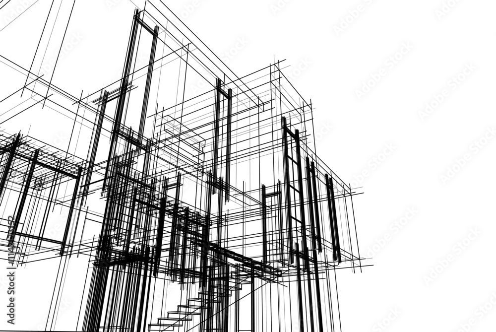 house building sketch architectural 3d illustration house building sketch architectural 3d illustration
