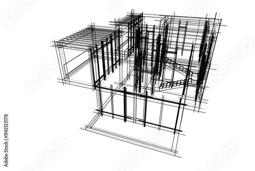 architectural drawing of a house vector  3d  illustration