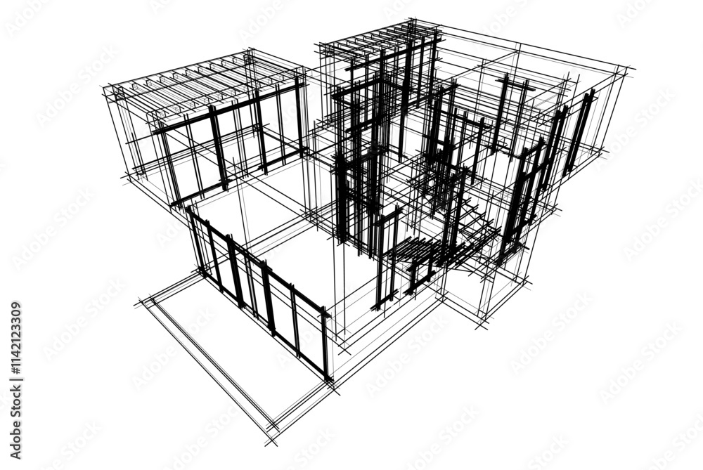 house building sketch architectural 3d illustration house building sketch architectural 3d illustration