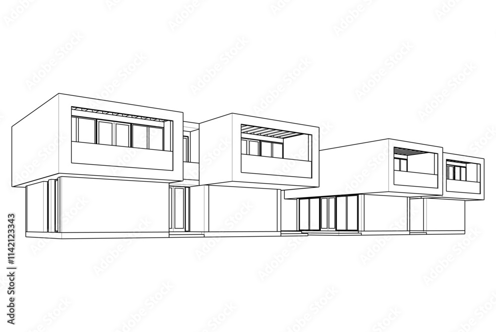 architectural drawing of a house vector 3d illustration architectural drawing of a house vector 3d illustration