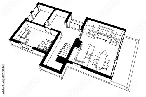 house building sketch architectural 3d illustration
