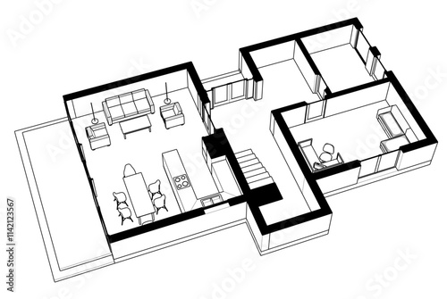 house building sketch architectural 3d illustration