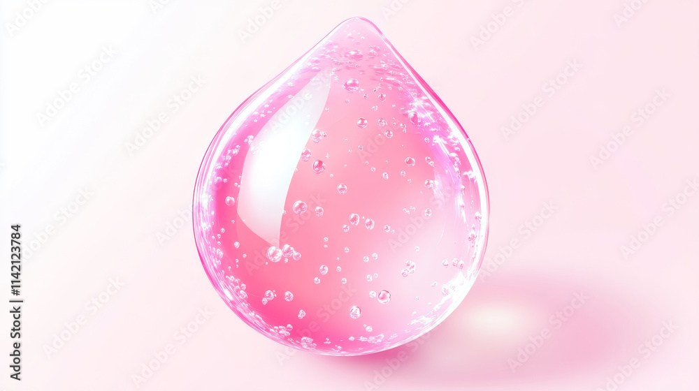 3d pink soap bubble. Collagen water ball vector. Isolated transparent liquid jelly circle droplet with oil texture. Round clear strawberry serum swatch for girl skin. Hyaluron cosmetic essence orb 3d pink soap bubble. Collagen water ball vector. Isolated transparent liquid jelly circle droplet with oil texture. Round clear strawberry serum swatch for girl skin. Hyaluron cosmetic essence orb