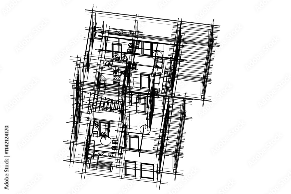 architectural drawing of a house vector 3d illustration architectural drawing of a house vector 3d illustration