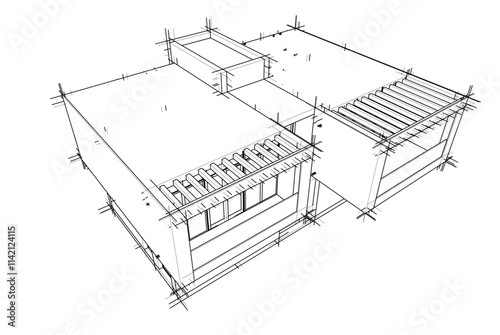 architectural drawing of a house vector  3d  illustration