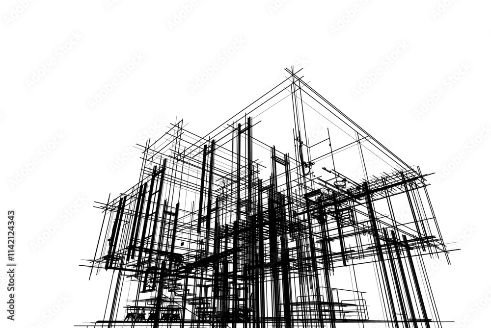 house building sketch architectural 3d illustration house building sketch architectural 3d illustration