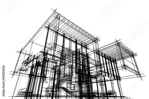 house building sketch architectural 3d illustration