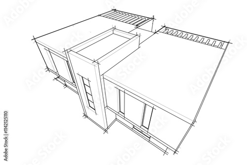 house building sketch architectural 3d illustration