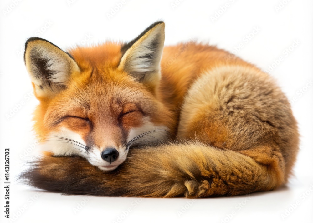 Fototapeta premium Cute Sleeping Red Fox , Adorable Fox Sleeping Action Shot, High-Resolution Wildlife Image