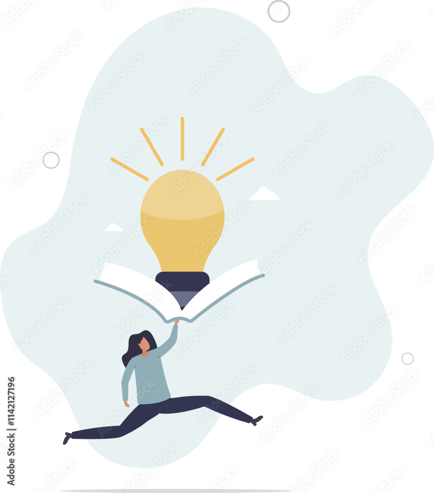 Knowledge or education, study or learning new skill, creativity or idea, reading book for inspiration,flat characters.