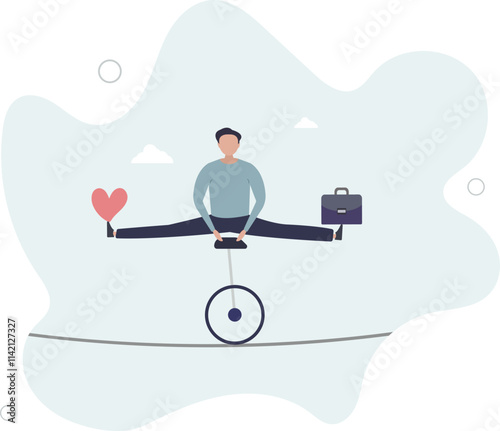 Work life balance, working lifestyle compromise with family or personal health,flat characters.