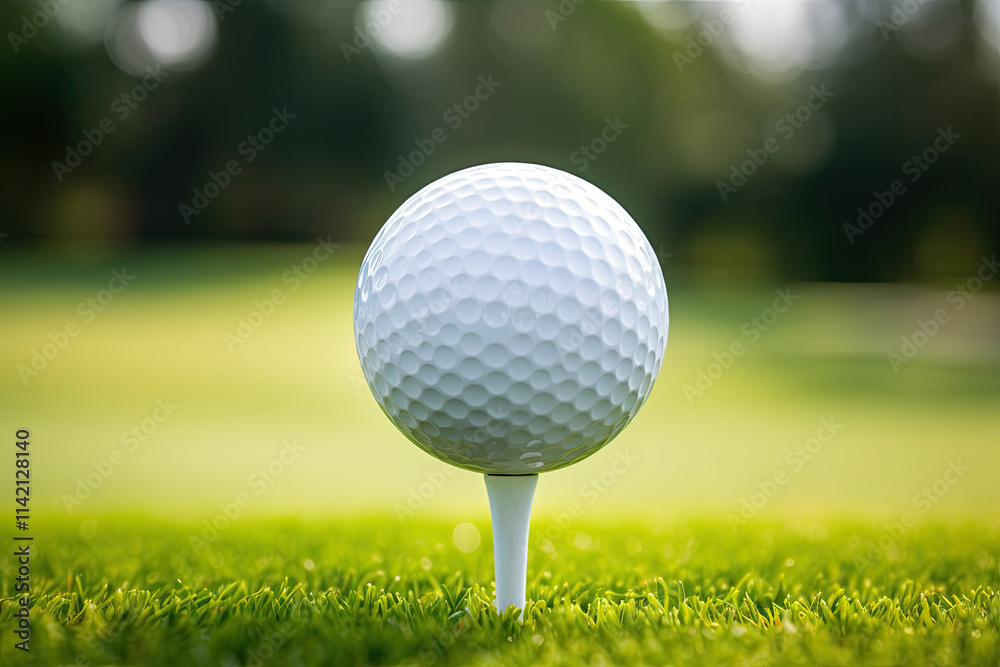 A Golf Ball Perched on the Tee - Ready for the Perfect Swing A Golf Ball Perched on the Tee - Ready for the Perfect Swing