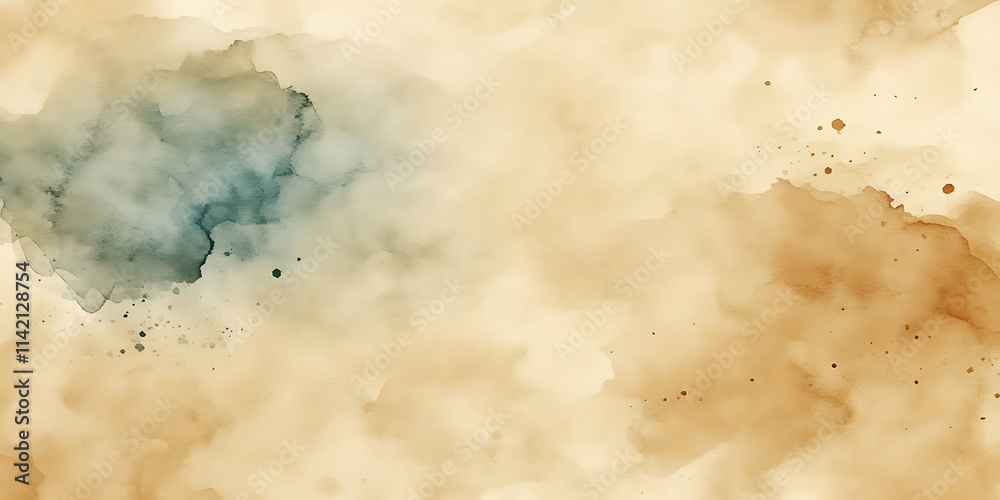 Fototapeta premium Abstract watercolor wash in beige and teal.