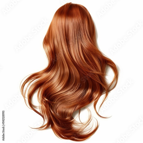 Wavy copper hair isolated on white background, hairdressing and beauty salon concept