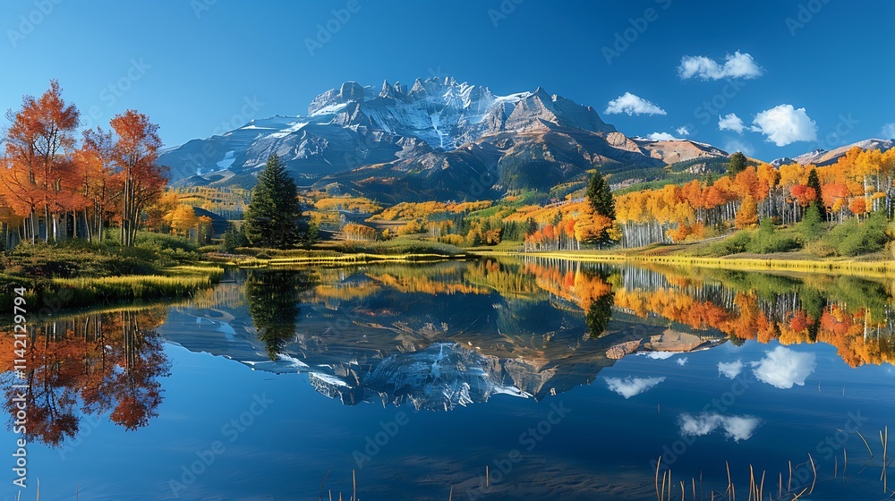 Obraz premium Mountain lake with a serene reflection