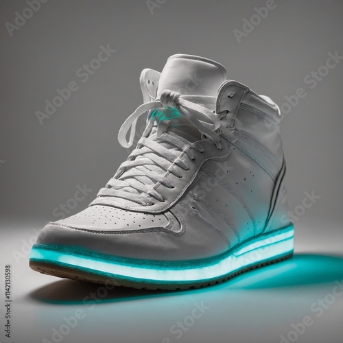 Shoes with glowing LED soles against a clean white background.