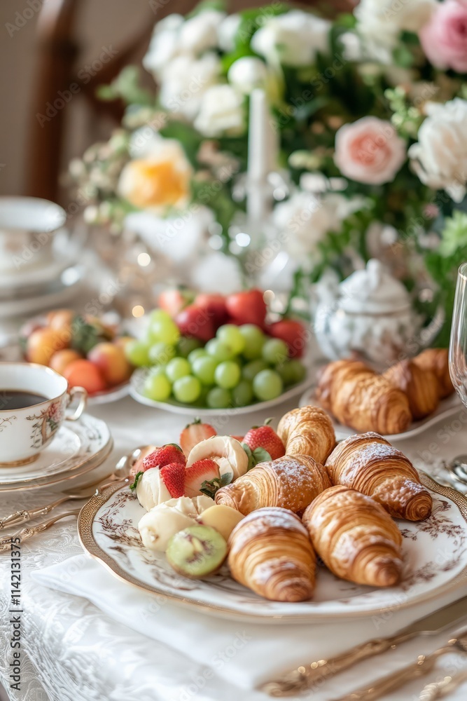 Elegant breakfast table setup cozy home food presentation warm ambiance close-up shot culinary delight