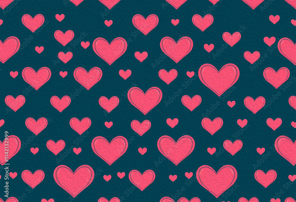 Obraz premium Valentine's Day card design. Illustration with oil paint. Pattern for printing on wall decorations, covers, wallpapers