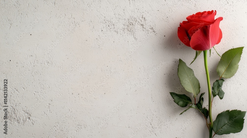 Red Rose Against White Wall Red Rose Against White Wall