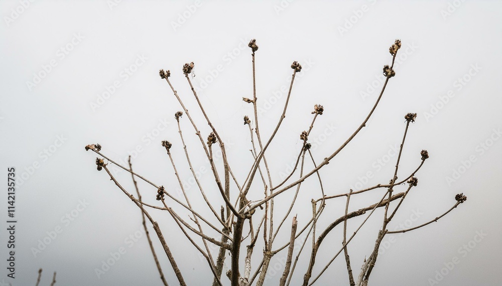 마른 나뭇가지에 맺히지 못한 시든 꽃봉오리 마른 나뭇가지에 맺히지 못한 시든 꽃봉오리
