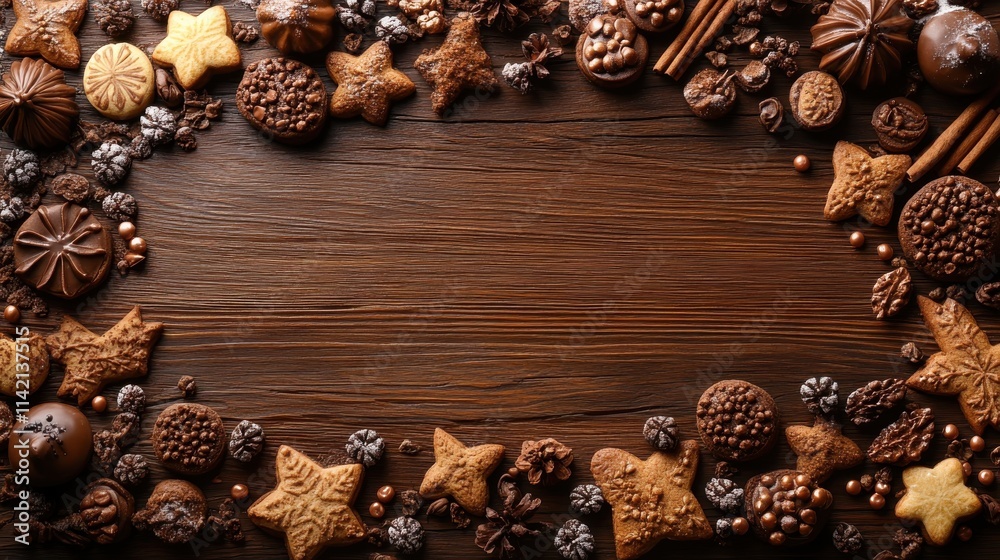 christmas gingerbread cookies on wooden table top view with copy space christmas gingerbread cookies on wooden table top view with copy space