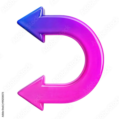Obraz na płótnie Colorful gradient arrow in blue and pink tones isolated on transparent background, modern 3D style icon.
w salonie