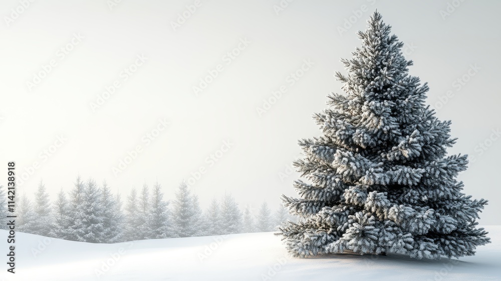 Fototapeta premium christmas tree on white background with copy space digital illustration