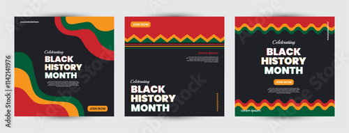 Collection of Black history month design for social media posts, greeting card, cover, sale promotion templates. Celebrating black history month