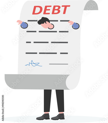 Businessman surrounded by debt

