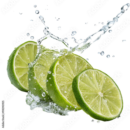 lime and water splash isolated