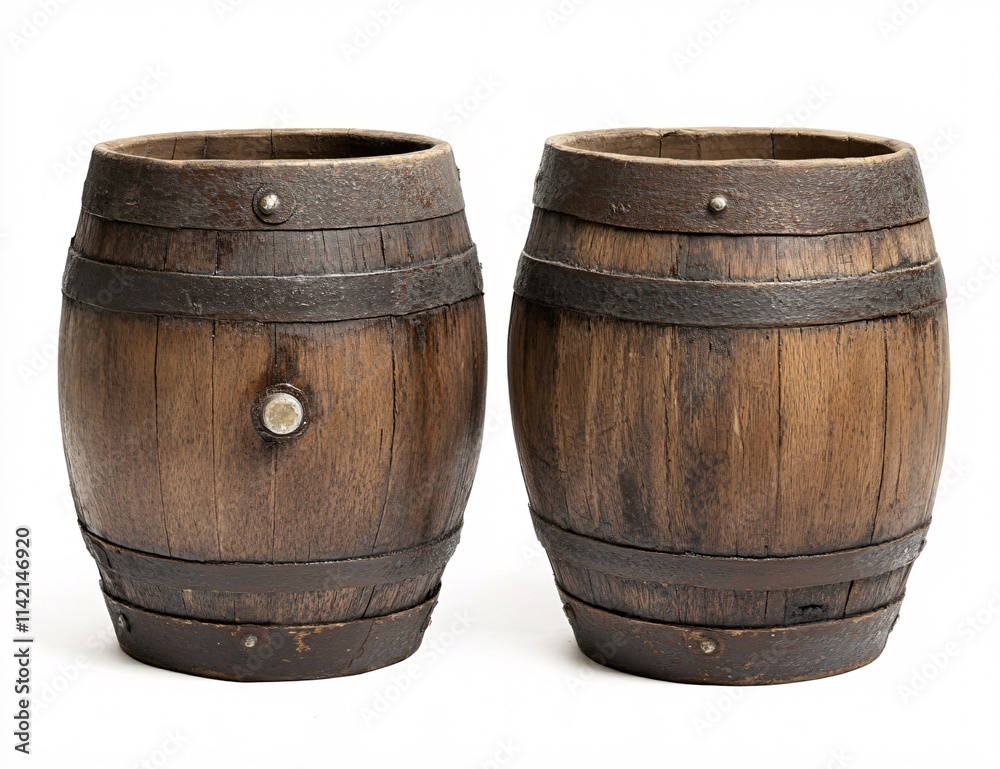 Fototapeta premium wooden barrel isolated on white