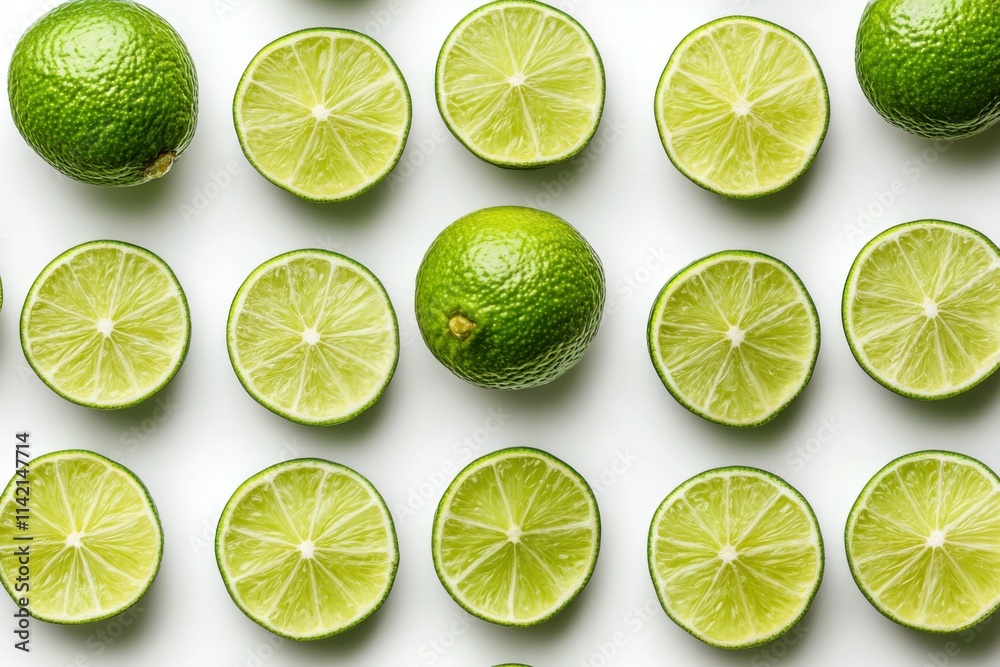 Green lime on white background, minimalist style, high contrast, isolated object Green lime on white background, minimalist style, high contrast, isolated object