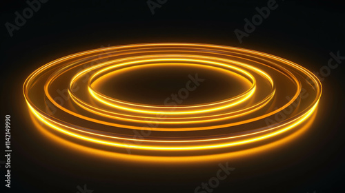 Layered Yellow Glowing Rings Radiating Outward in Dark Background Visual Effect photo